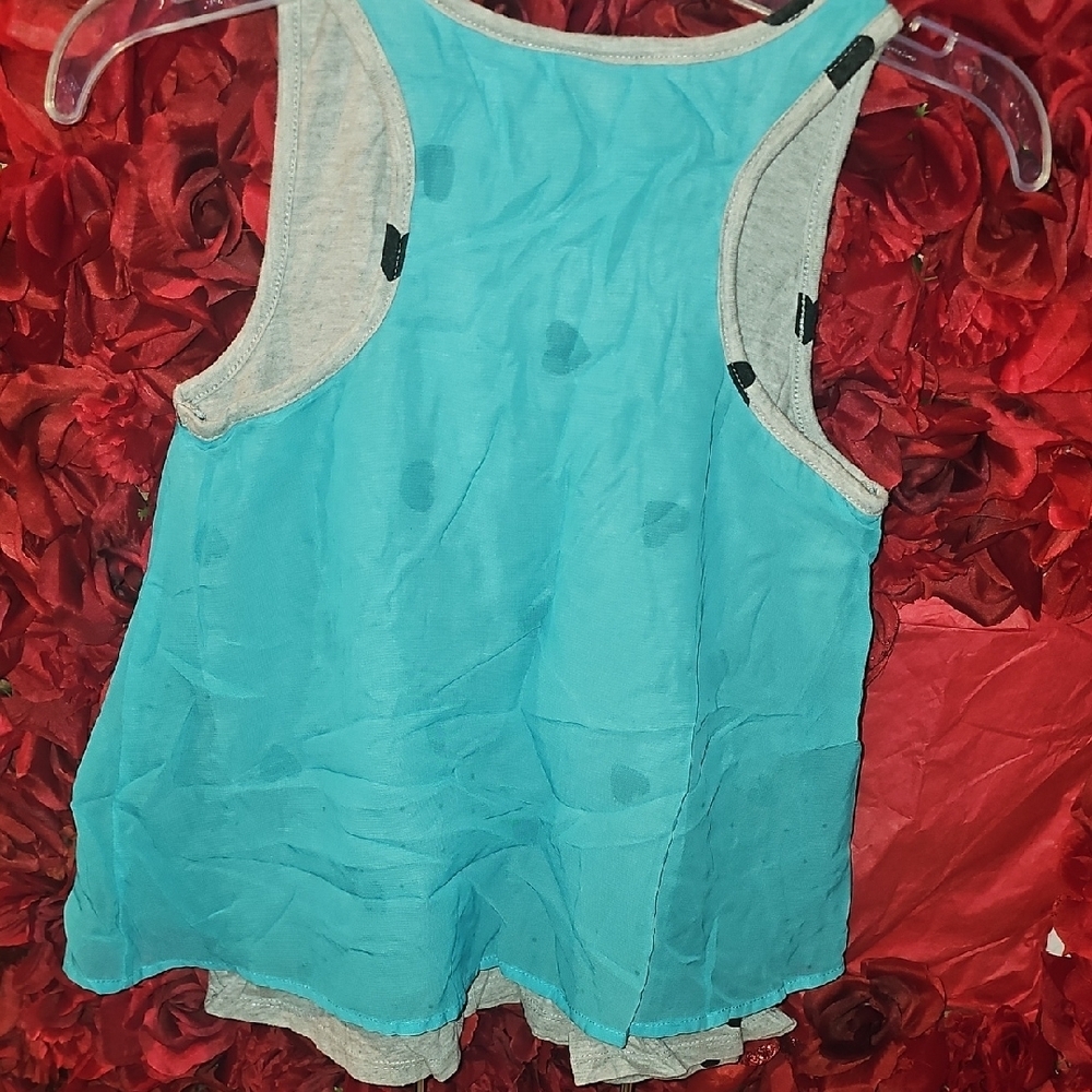 Circo Blue Sleeveless Graphic Layered Tank Size 7/8 - Picture 5 of 5
